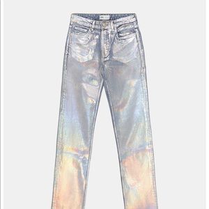 Zara Metallic Effect Jeans Size 34